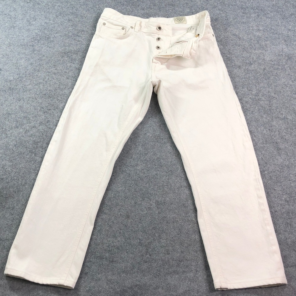 Suitsupply Mens Jeans 33/34 (Fits 32x26) Mazzini 11 Italian Button Fly Off-White
